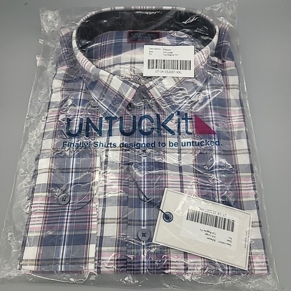 UNTUCKit Other - UNTUCKit Billecart Mens 2XL Tall Reg Fit Long Sleeve‎ Shirt NEW Blue Pink Plaid